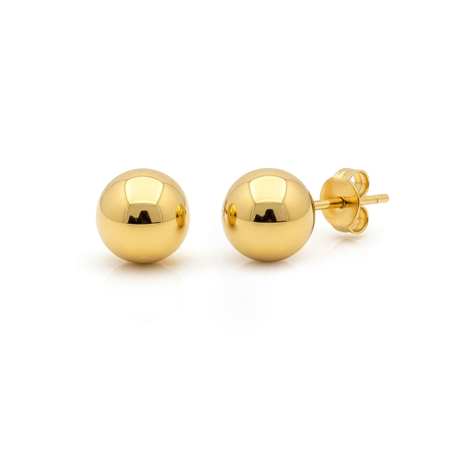 18CT Yellow Gold Ball Stud Earrings — 9mm