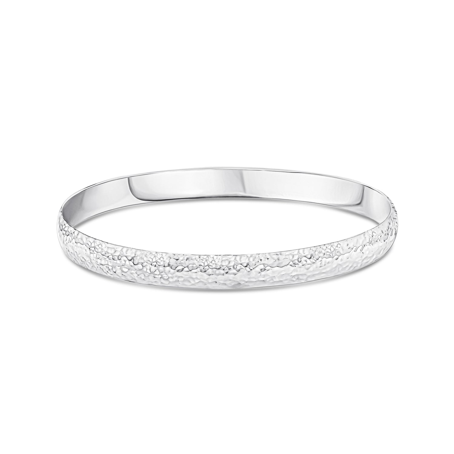 Sterling Silver 7mm Court Hammered Bangle