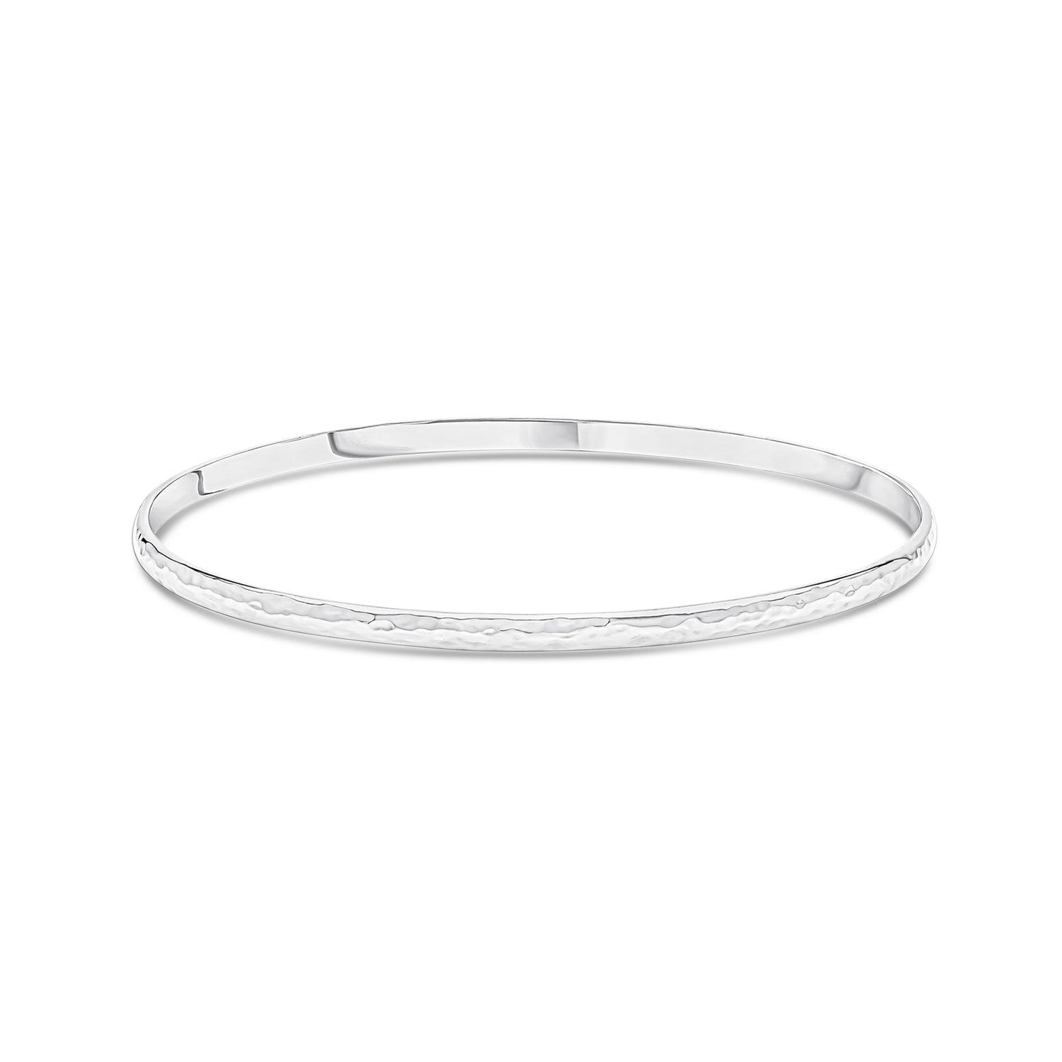 Sterling Silver 3mm Solid Hammered Court Bangle Small