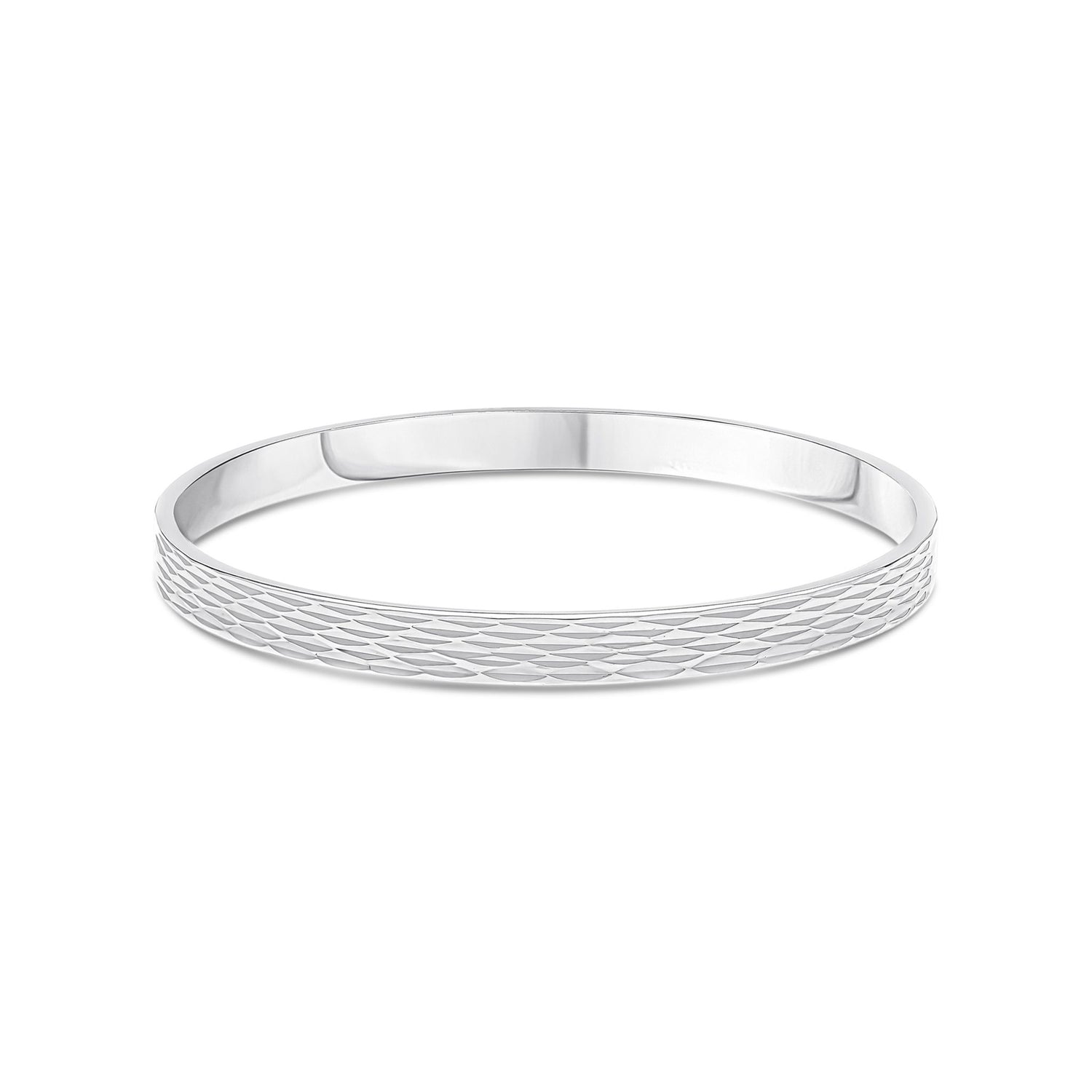Sterling Silver 6mm Faceted Pattern Bangle