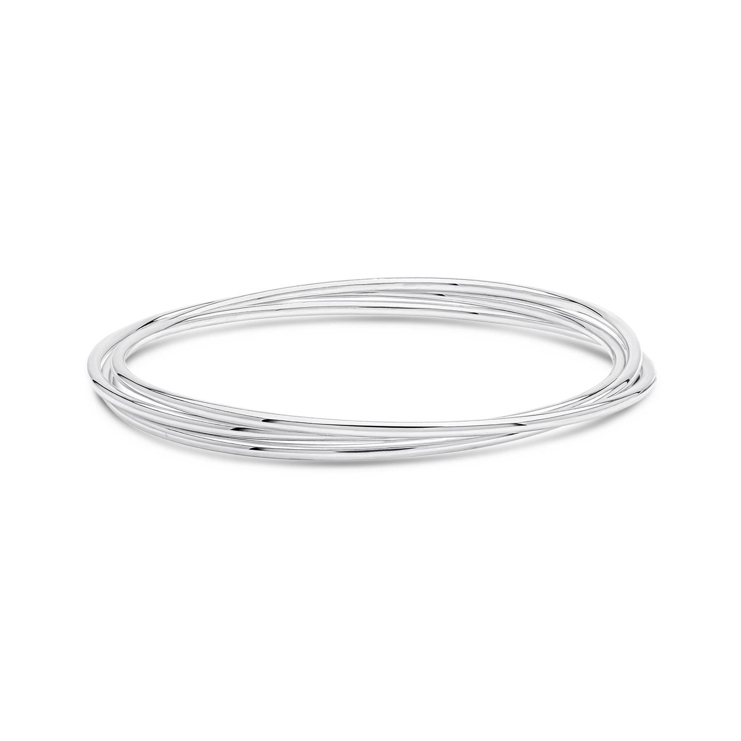 Sterling Silver 2mm Solid Round Interlocking Triple Bangle