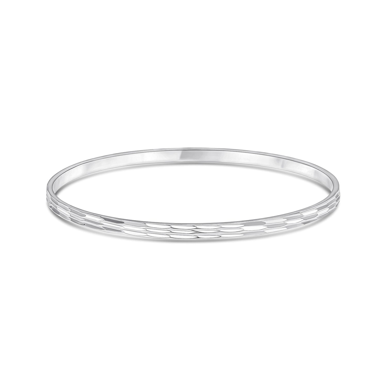 Sterling Silver 3.5mm Faceted Stacker Bangle Small