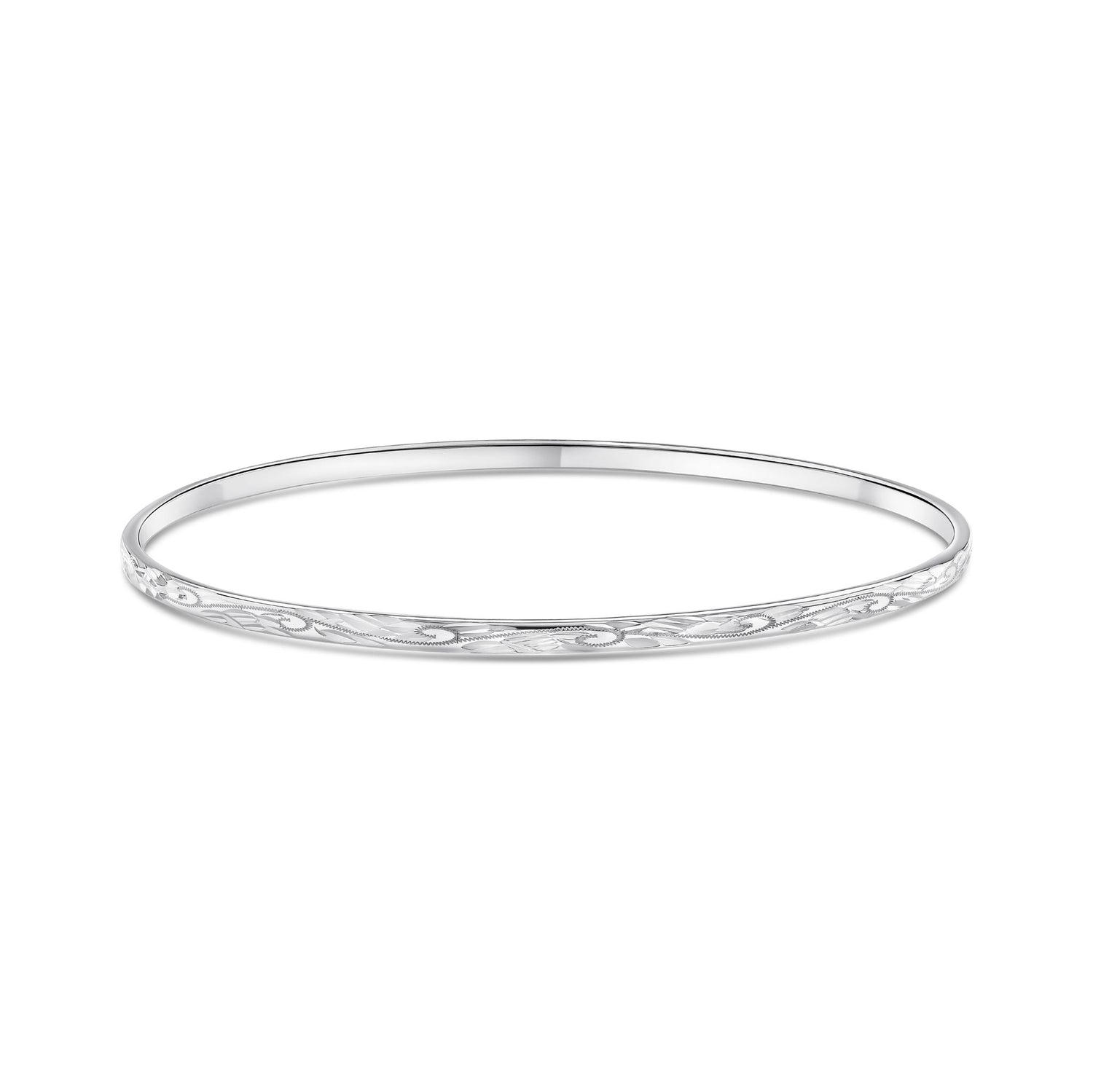 Sterling Silver 2.5mm Engraved Bangle Small