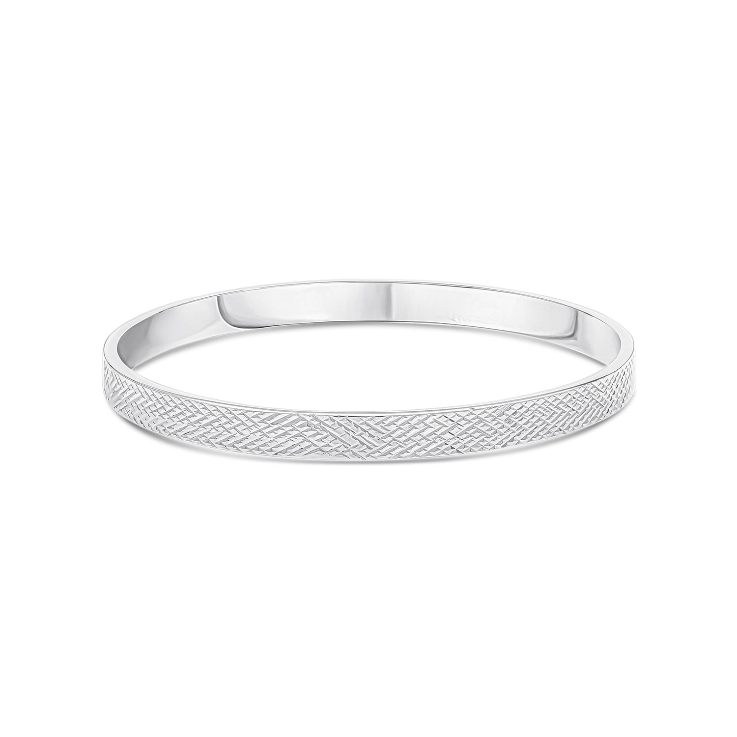 Sterling Silver 6mm Diamond Cut Lattice Pattern Bangle