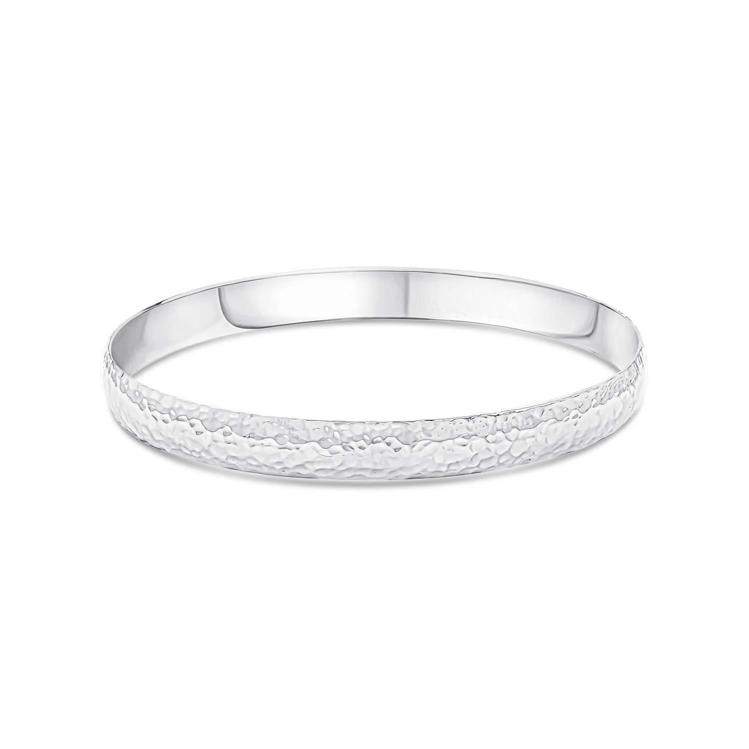 Sterling Silver 8mm Solid Hammered Court Bangle