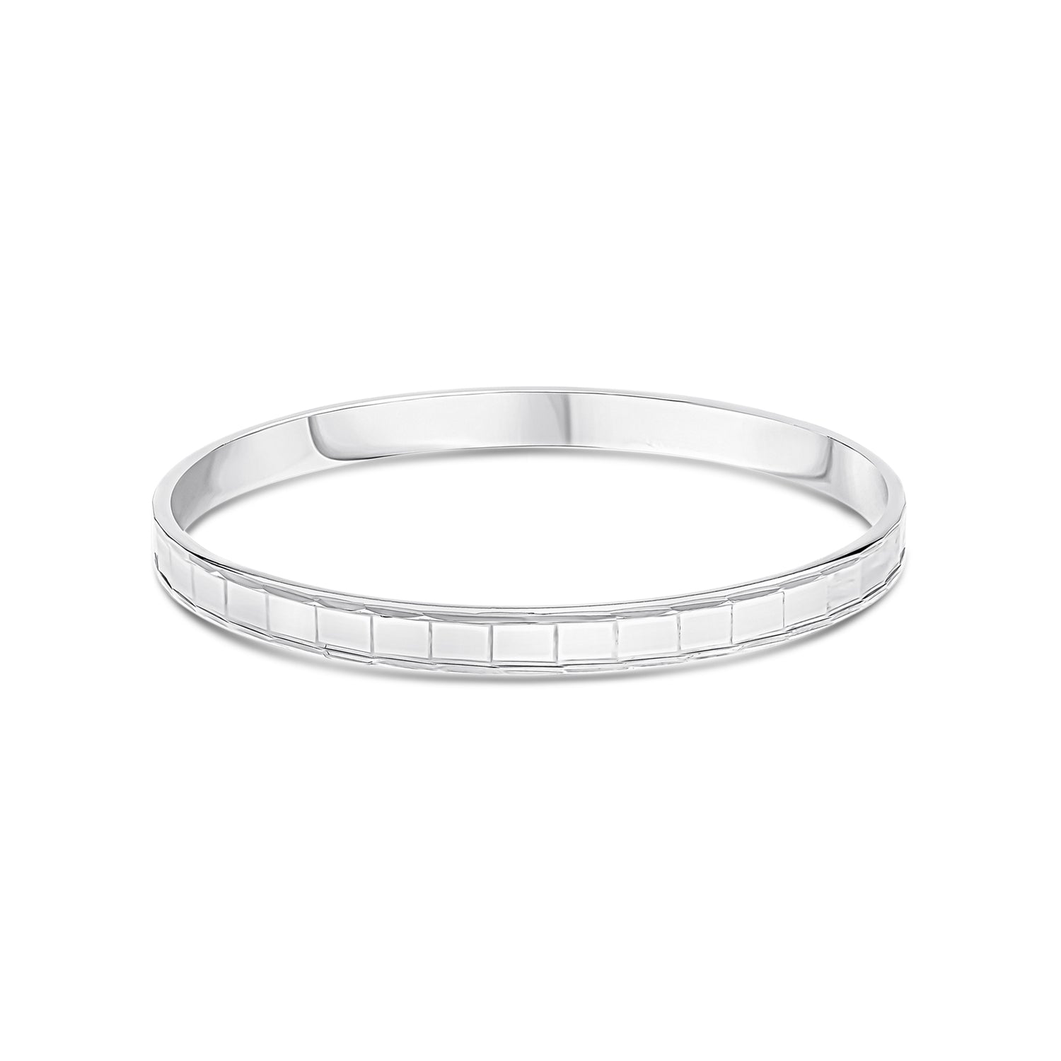 Sterling Silver 6mm Block Pattern Bangle