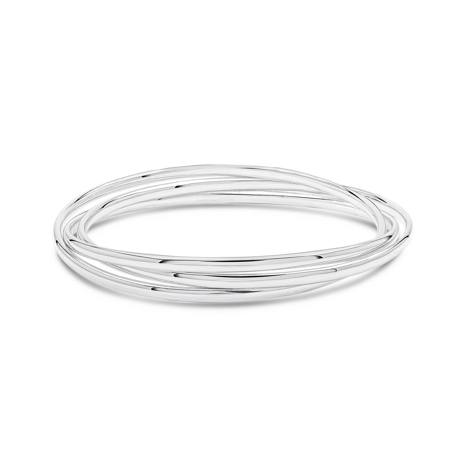 Sterling Silver 3mm Solid Court Russian Bangle