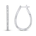 18ct White Gold Full Natural Diamond Horseshoe Hoop Earrings