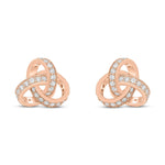 18ct Rose Gold Natural Diamond Grain Set Knot Stud Earrings – 13.5mm