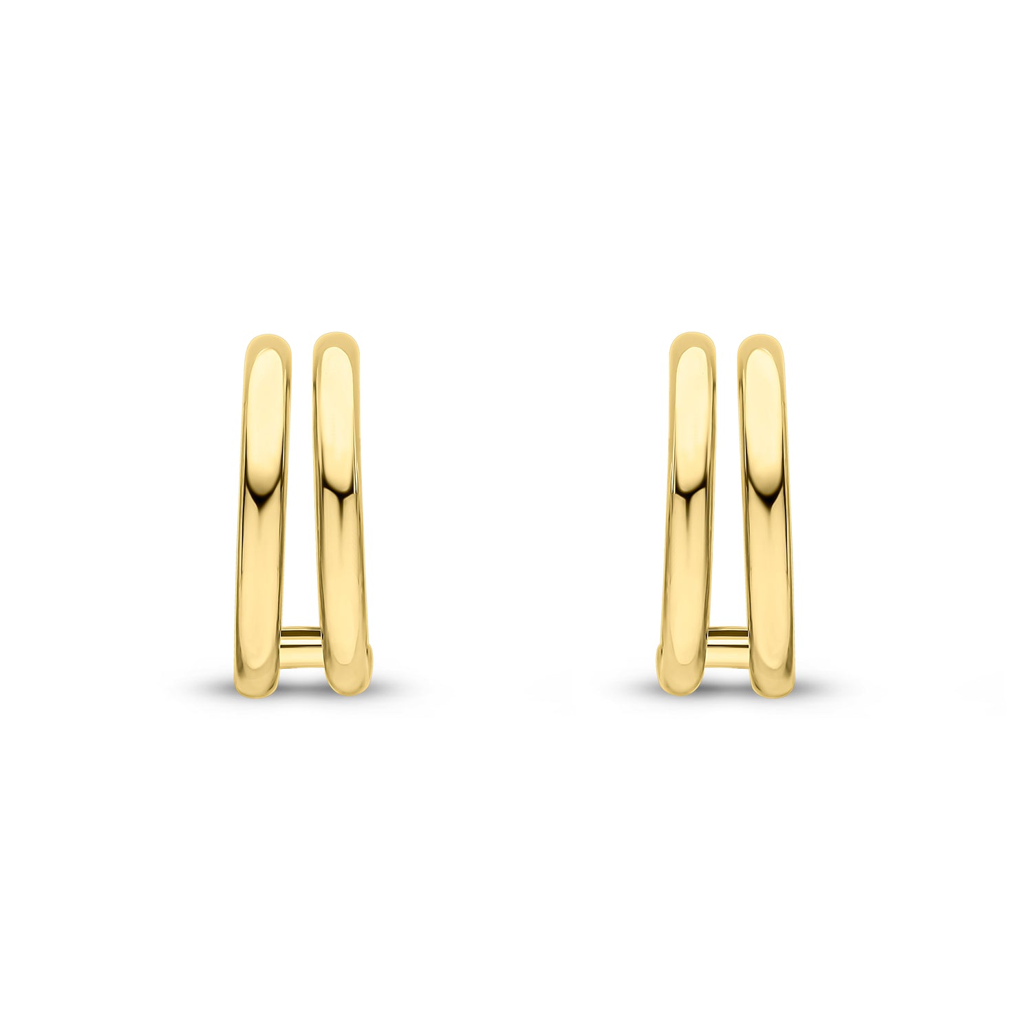 9ct Yellow Gold Polished Double Row Half Hoop Earrings — 16mm