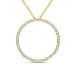 18ct Yellow Gold Round Natural Diamond Claw Set Open Circle Slider Pendant — 27mm