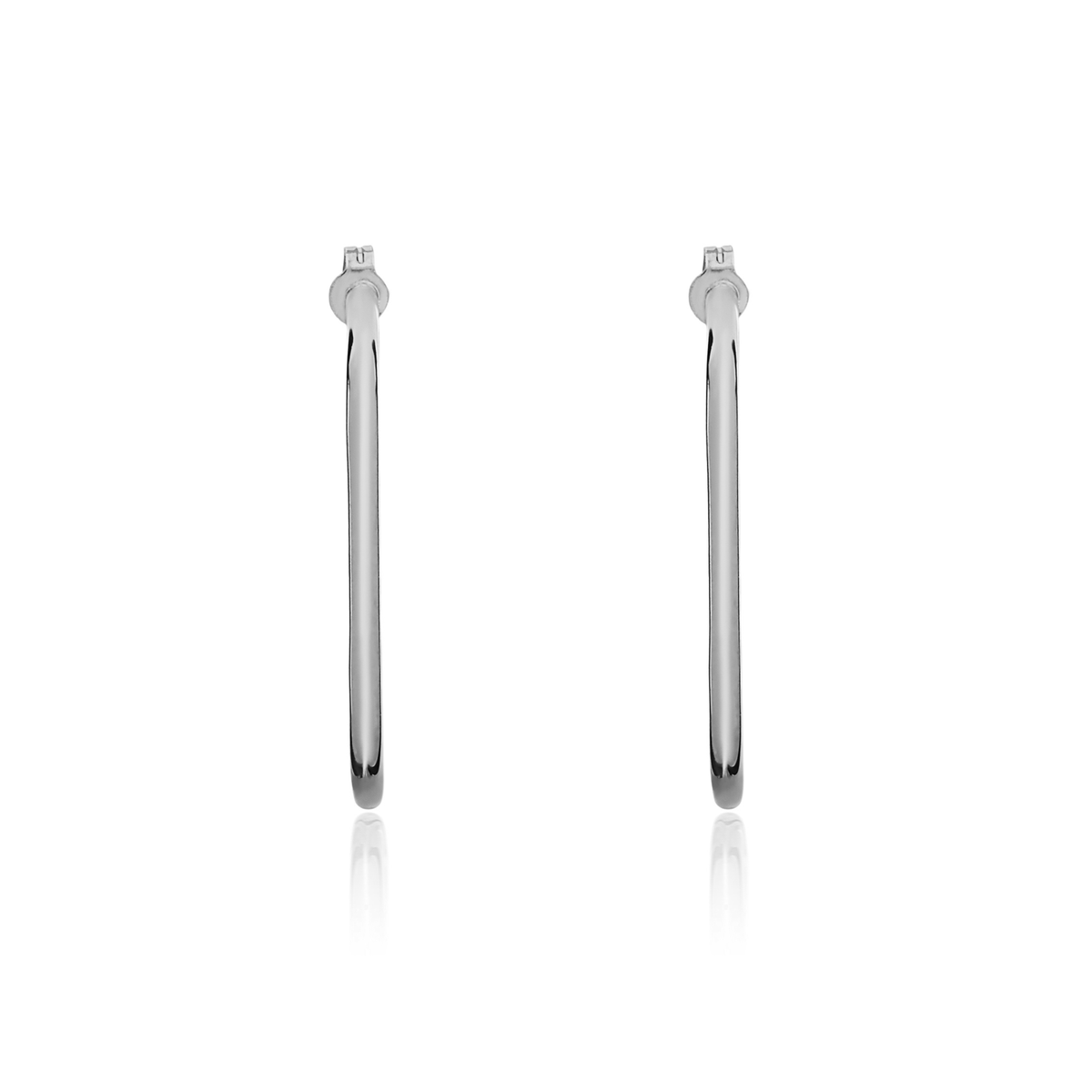 9ct White Gold Cushion Peg and Scroll Hoop Earrings