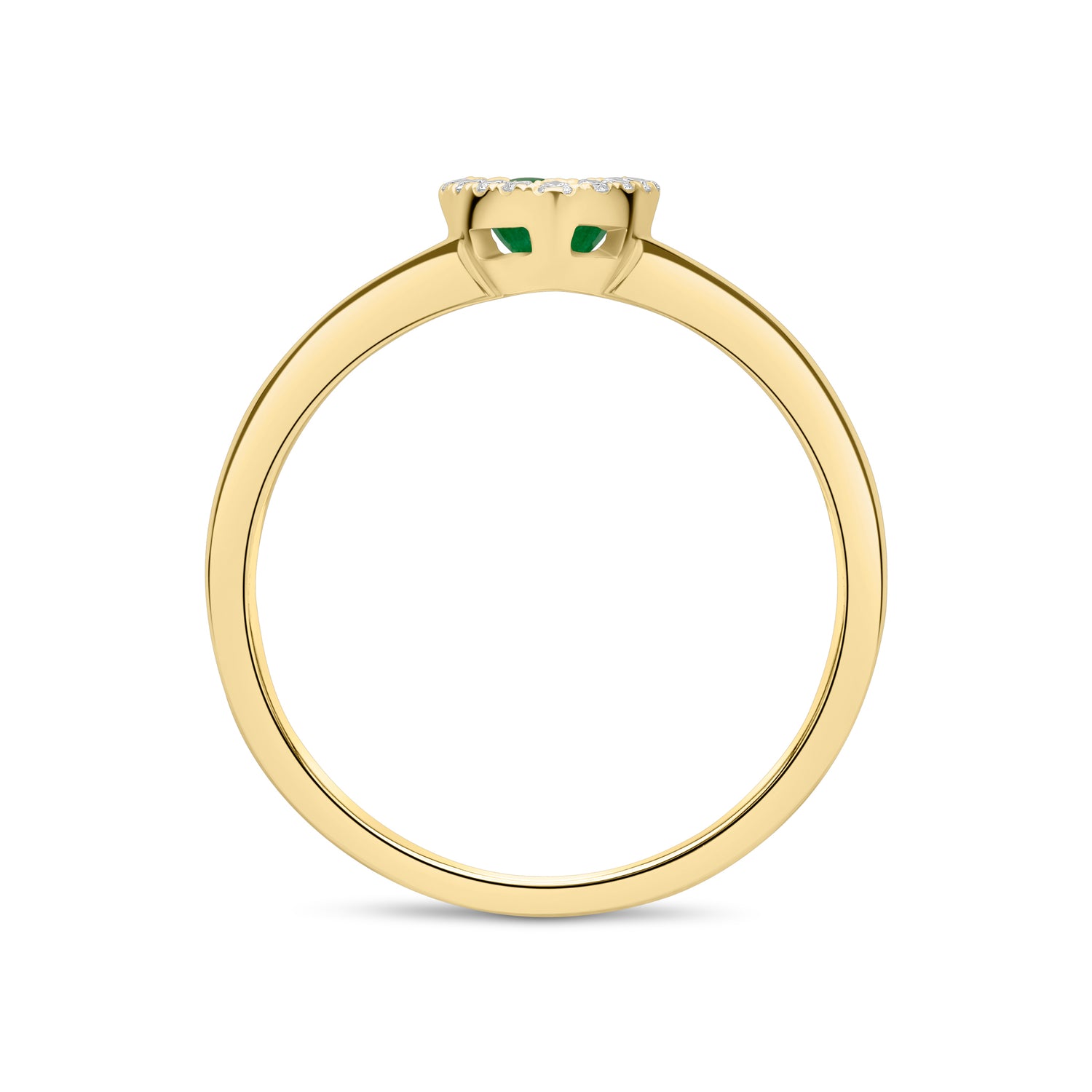 18ct Yellow Gold Pear Shape Emerald and Diamond Microset Cluster Ring — 6x4mm