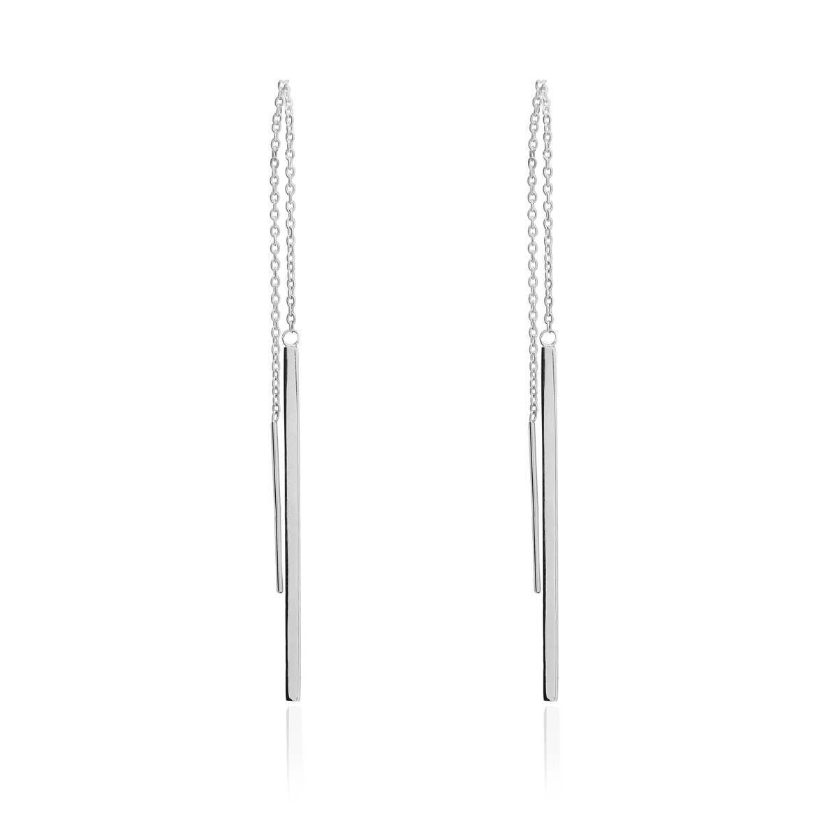 9ct White Gold Bar Pull-Through Earrings