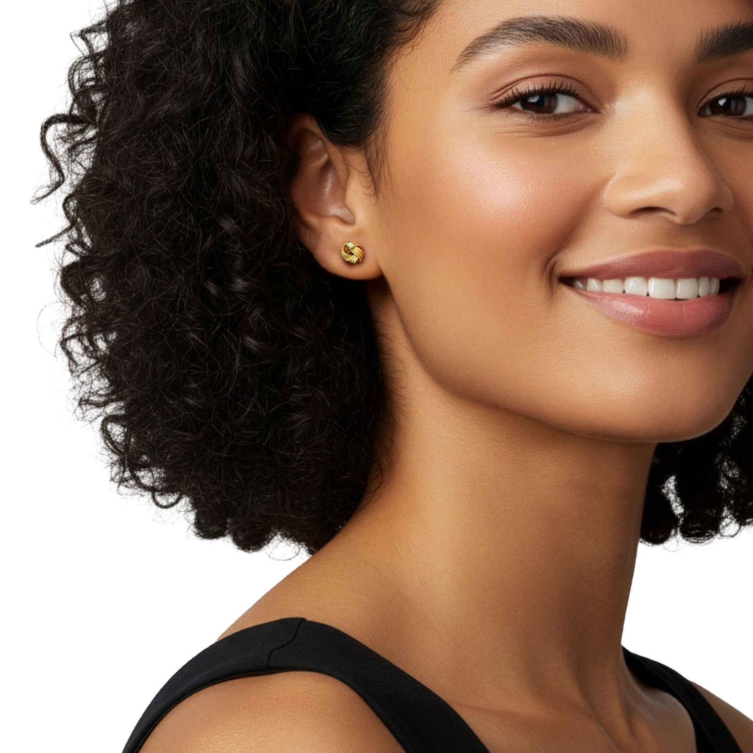 9ct Yellow Gold Polished Ribbed And Textured Ribbon Knot Stud Earrings — 9mm