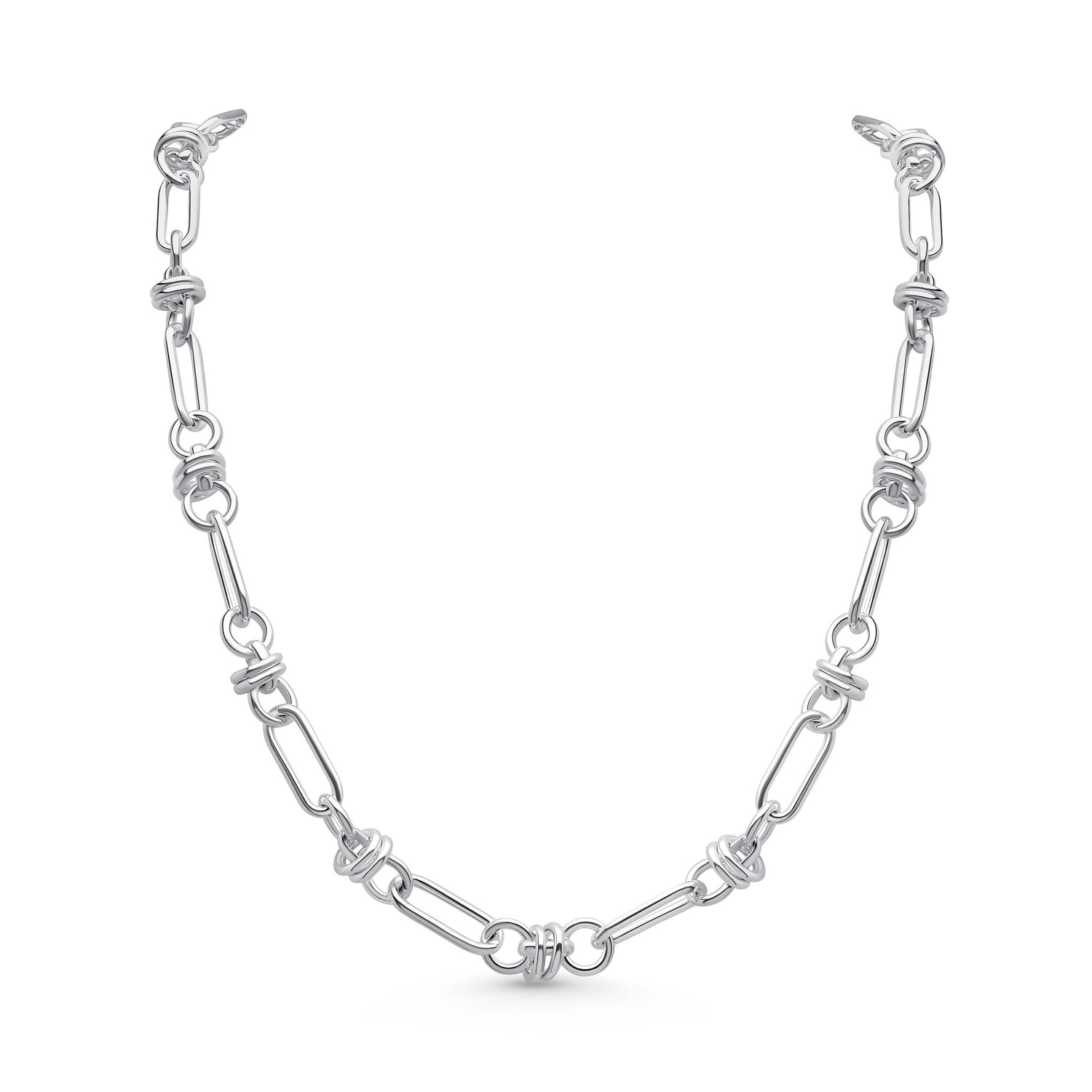 Sterling Silver 7.5mm Oval Multi Link Necklace with Lobster Clasp