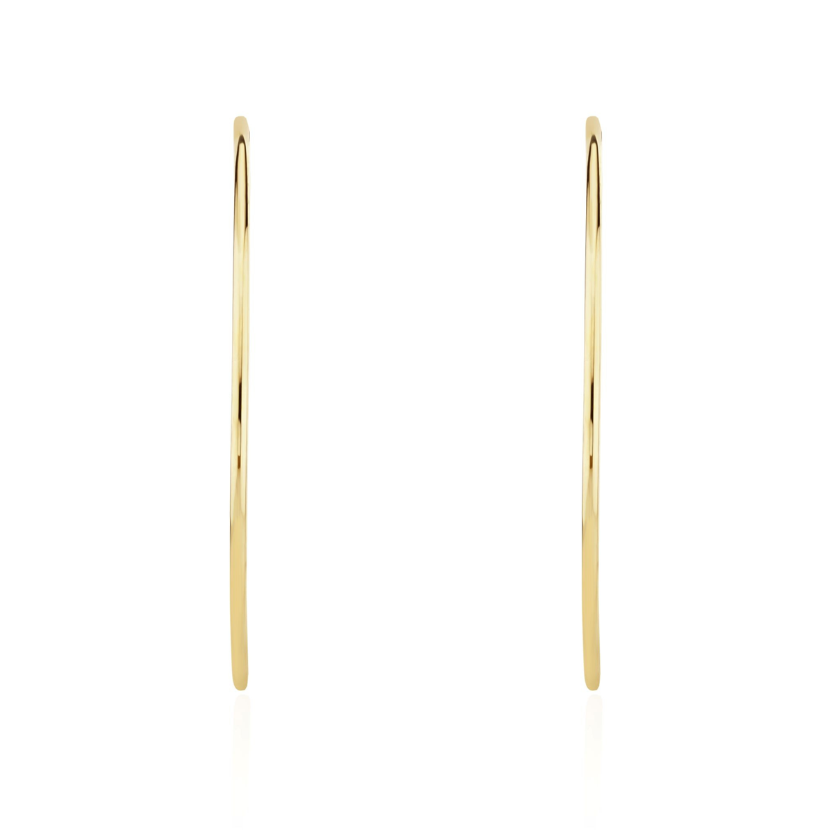 9ct Yellow Gold Thin Sleeper Hoop Earrings — 54x1.5mm