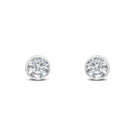 9ct White Gold Round Cubic Zirconia CZ Rubover Stud Earrings — 5mm