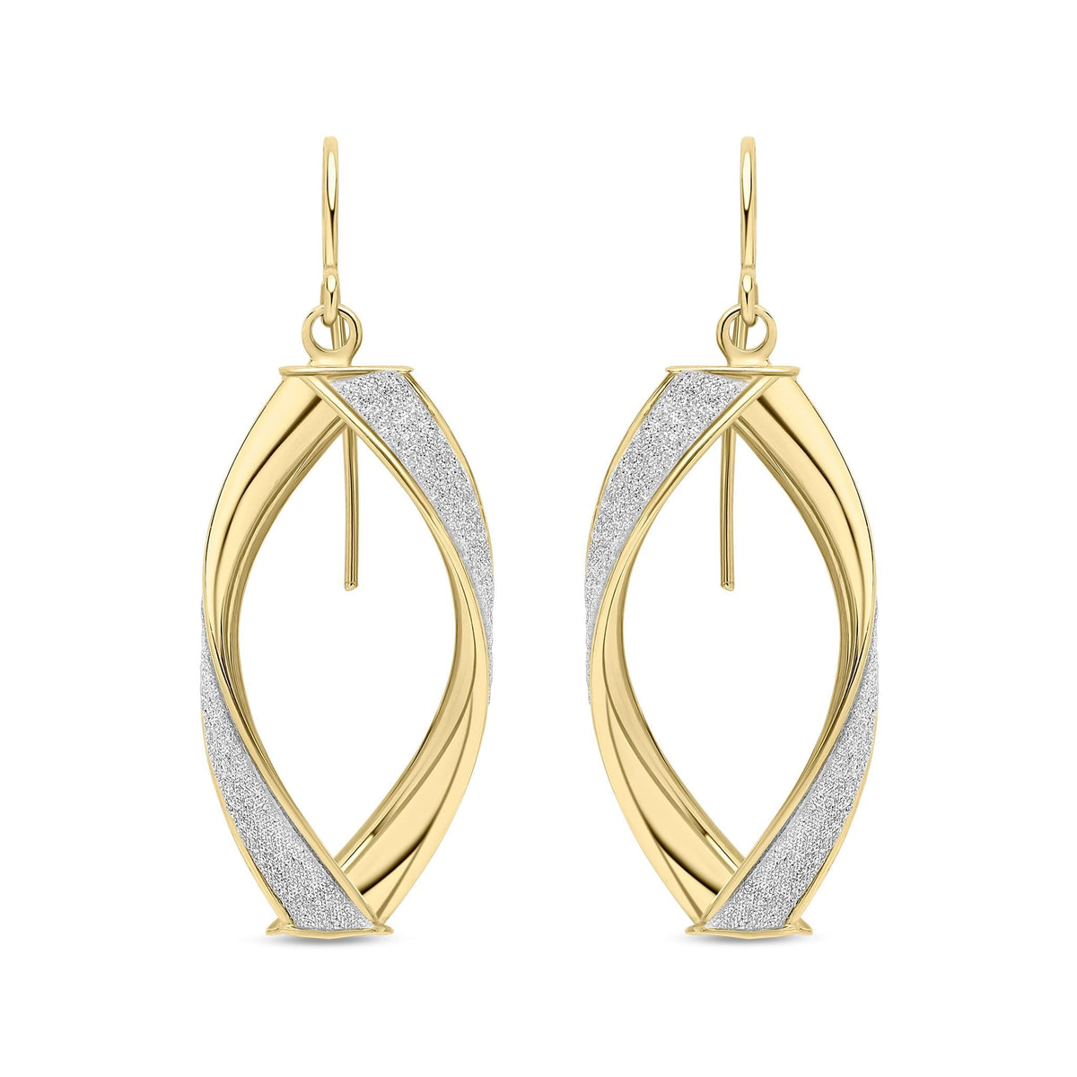 9ct Yellow Gold Glitter Twist Drop Earrings