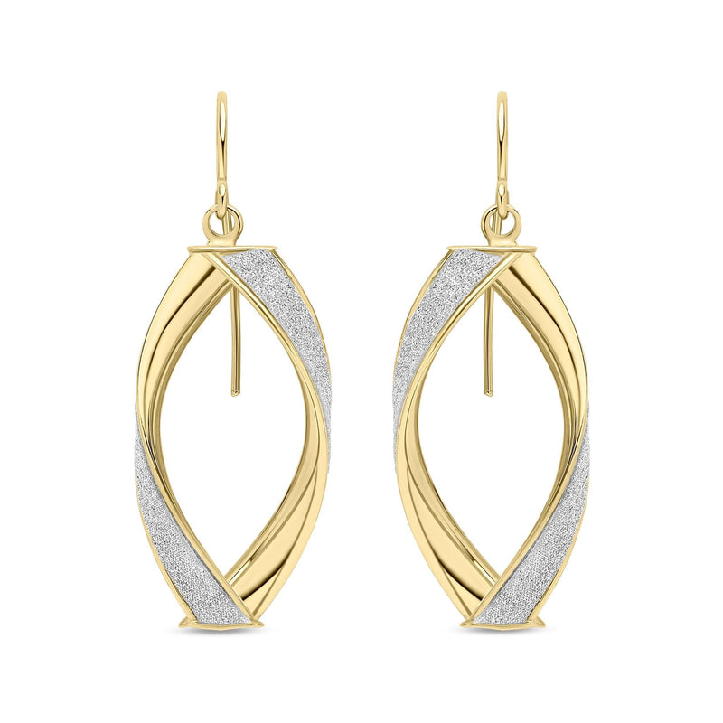 9ct Yellow Gold Glitter Twist Drop Earrings