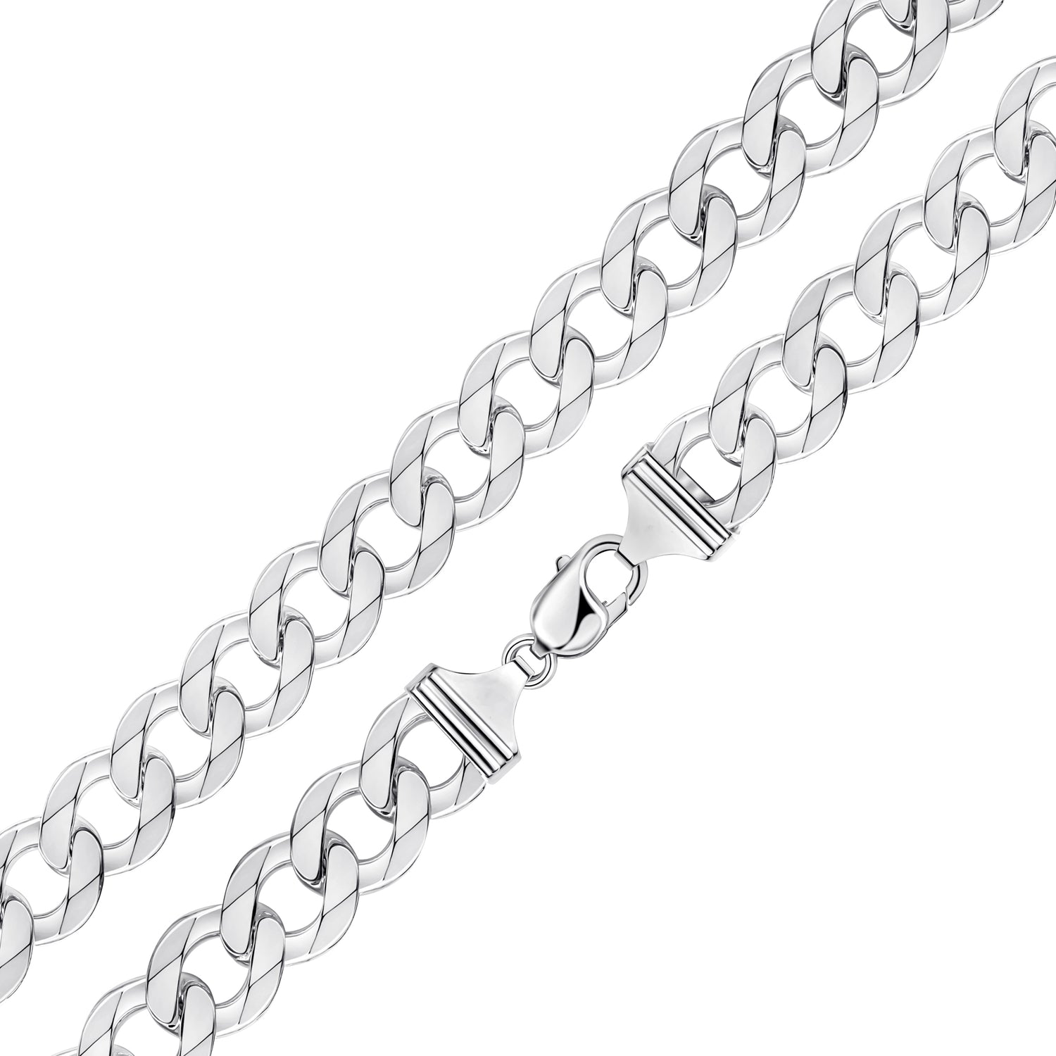 Sterling Silver Solid 18mm Curb Bracelet