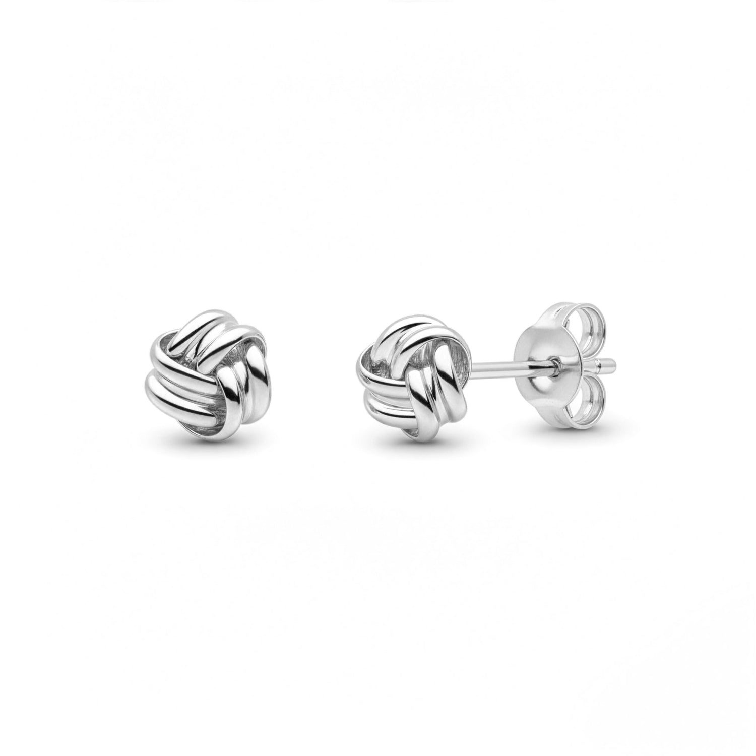 9ct White Gold Small Ribbon Knot Stud Earrings — 5mm