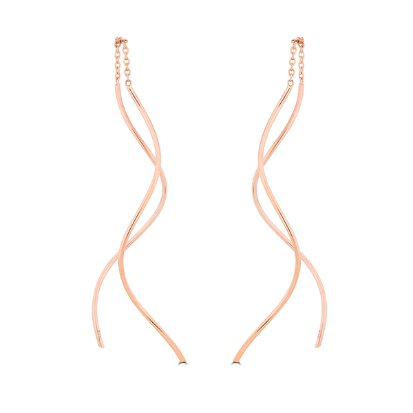 9ct Rose Gold Ribbon Pull-Through Drop Earrings