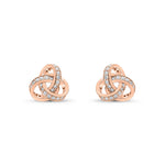 18ct Rose Gold Natural Diamond Grain Set Knot Stud Earrings —10.5mm