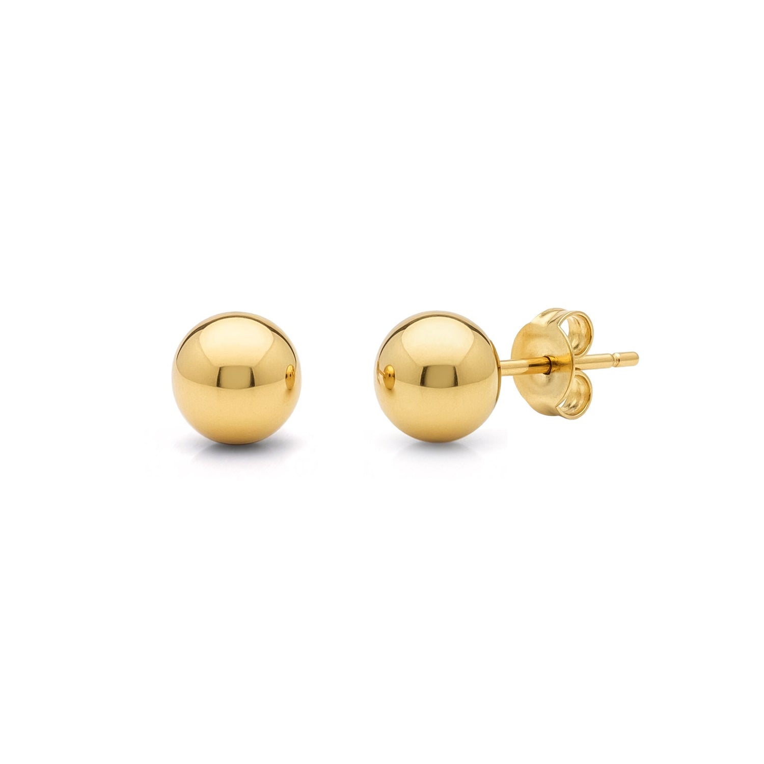 18ct Yellow Gold Ball Stud Earrings — 7mm