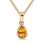 9ct Yellow Gold Pear Shaped Natural Citrine Rubover Pendant — 6x4mm