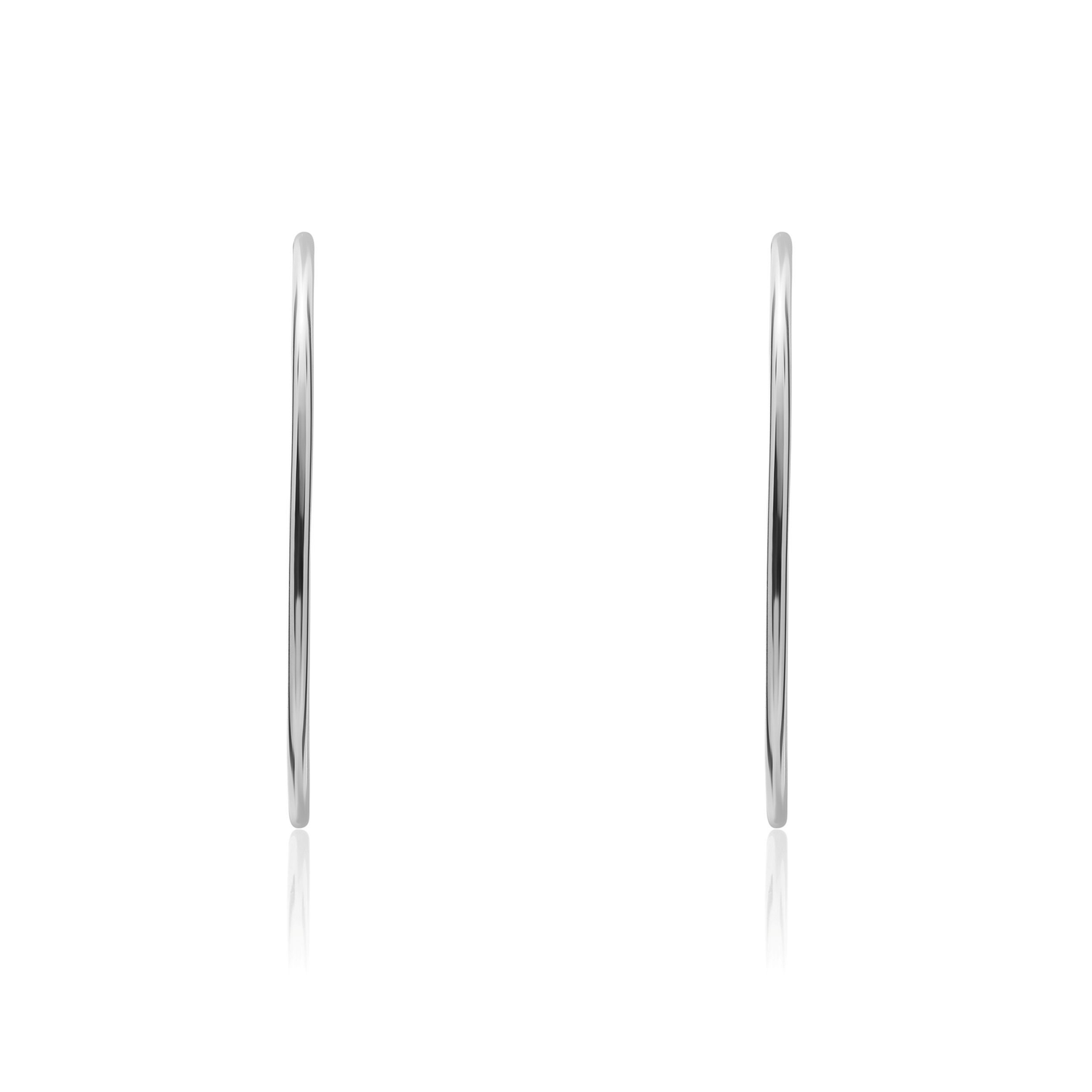 9ct White Gold Thin Sleeper Hoop Earrings — 54x1.5mm
