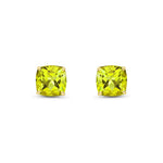9ct Yellow Gold Cushion Natural Peridot Claw Stud Earrings — 8mm