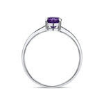 9ct White Gold Oval Natural Amethyst Claw Single Stone Ring — 7x5mm