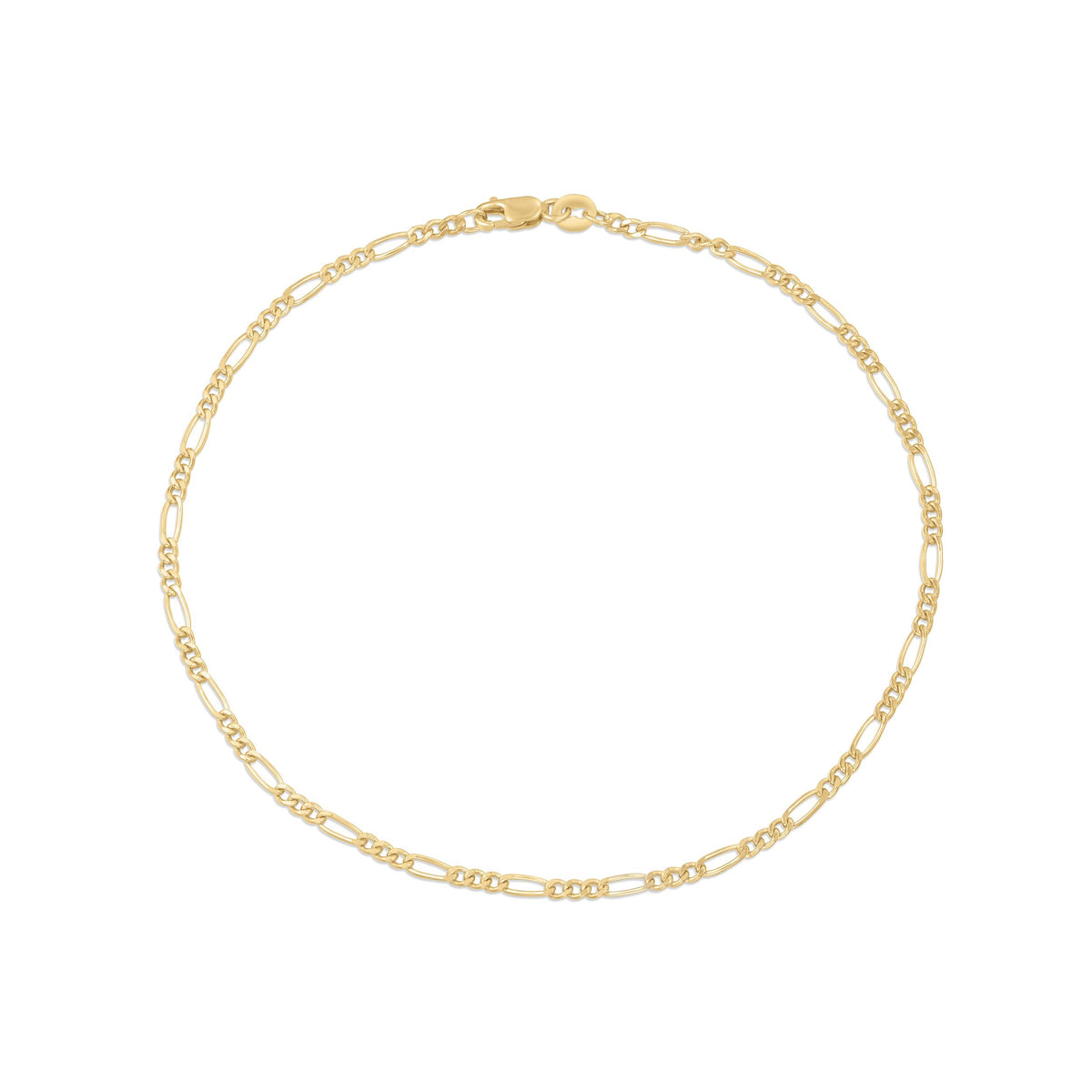 9ct Yellow Gold Figaro Link Anklet — 2.4mm