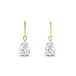 9ct Yellow Gold Pear Shaped Cubic Zirconia CZ Claw Wire Hook Drop Earrings