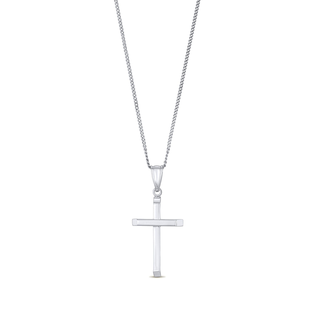 9ct White Gold Classic Hollow Cross Pendant