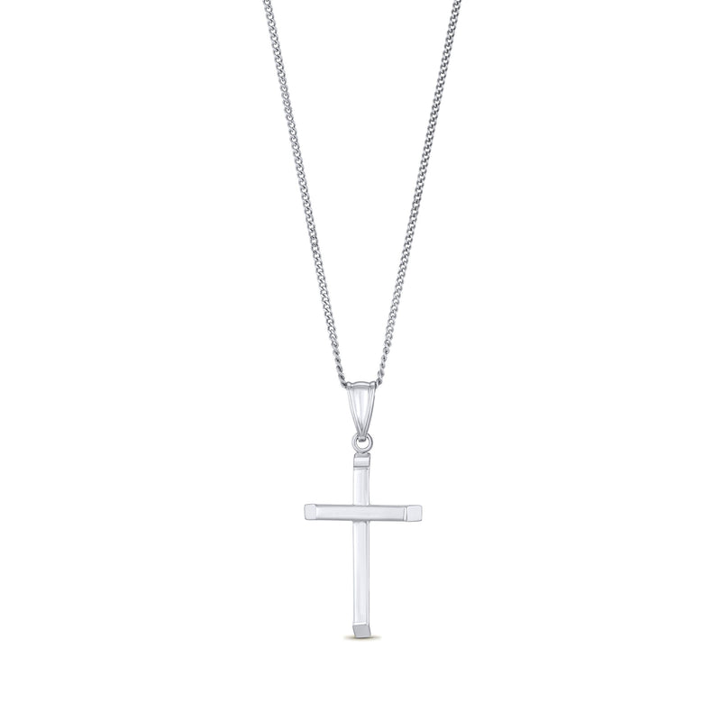 9ct White Gold Classic Hollow Cross Pendant