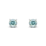 9ct White Gold Round Natural Aquamarine Claw Set Stud Earrings — 6mm