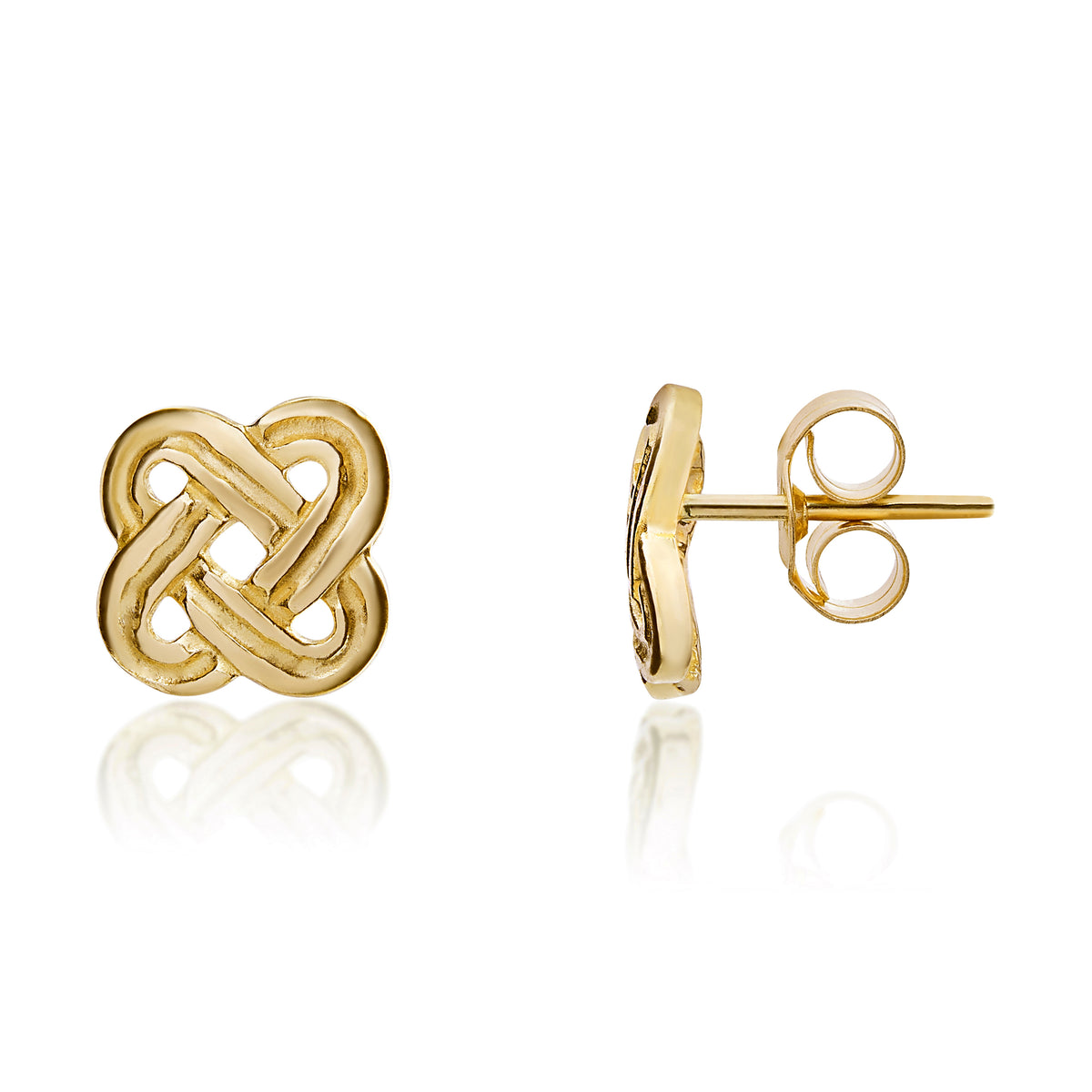 9ct Gold Cushion-Shape Celtic Design Stud Earrings