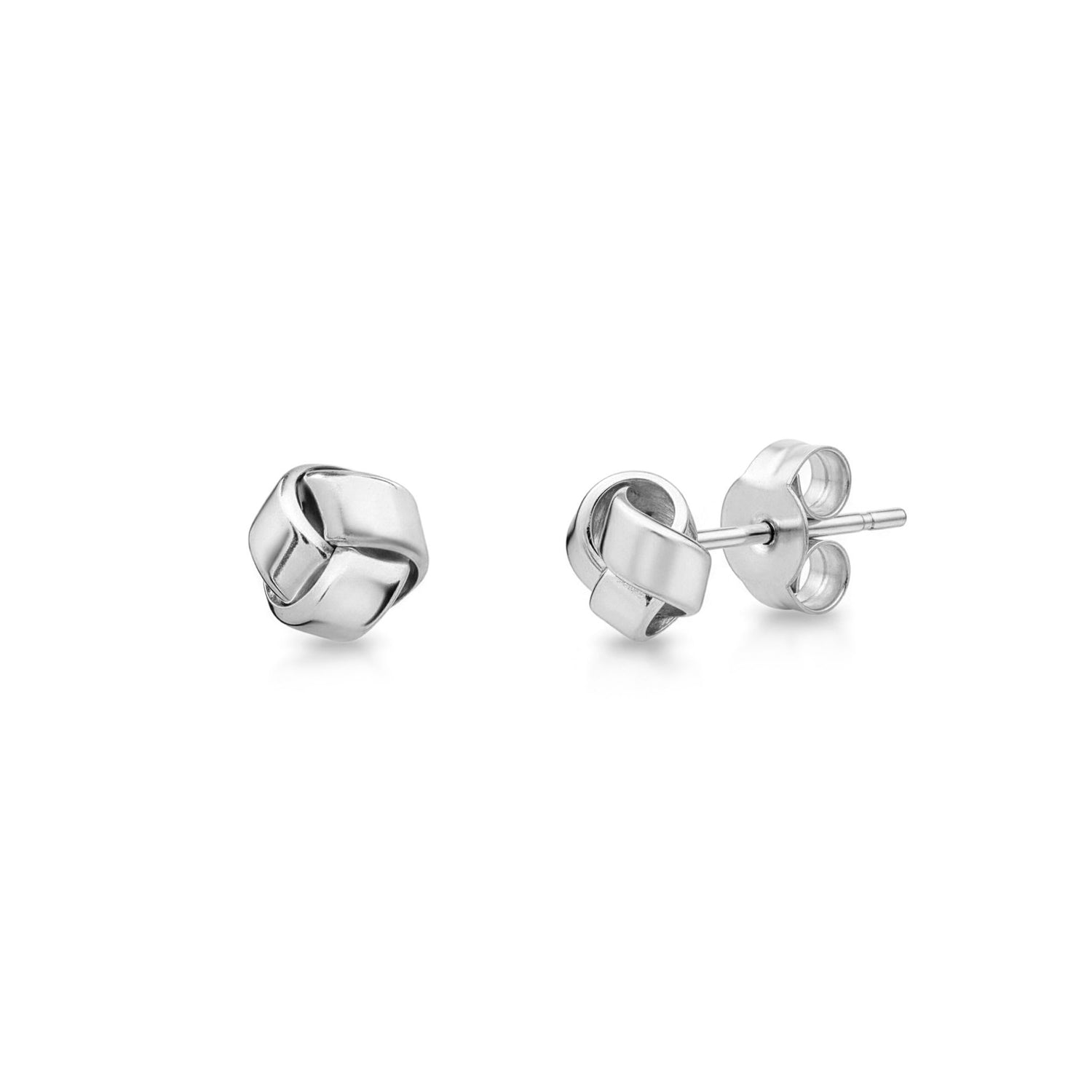 9ct White Gold Polished Small Simple Knot Stud Earrings — 5mm