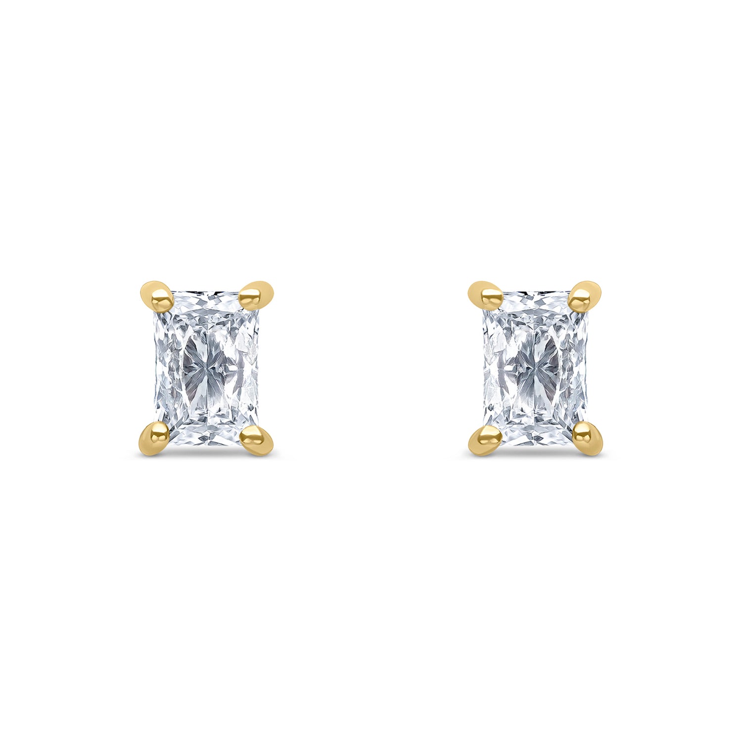 9ct Yellow Gold Octagon Cubic Zirconia CZ Claw Stud Earrings – 6x4mm