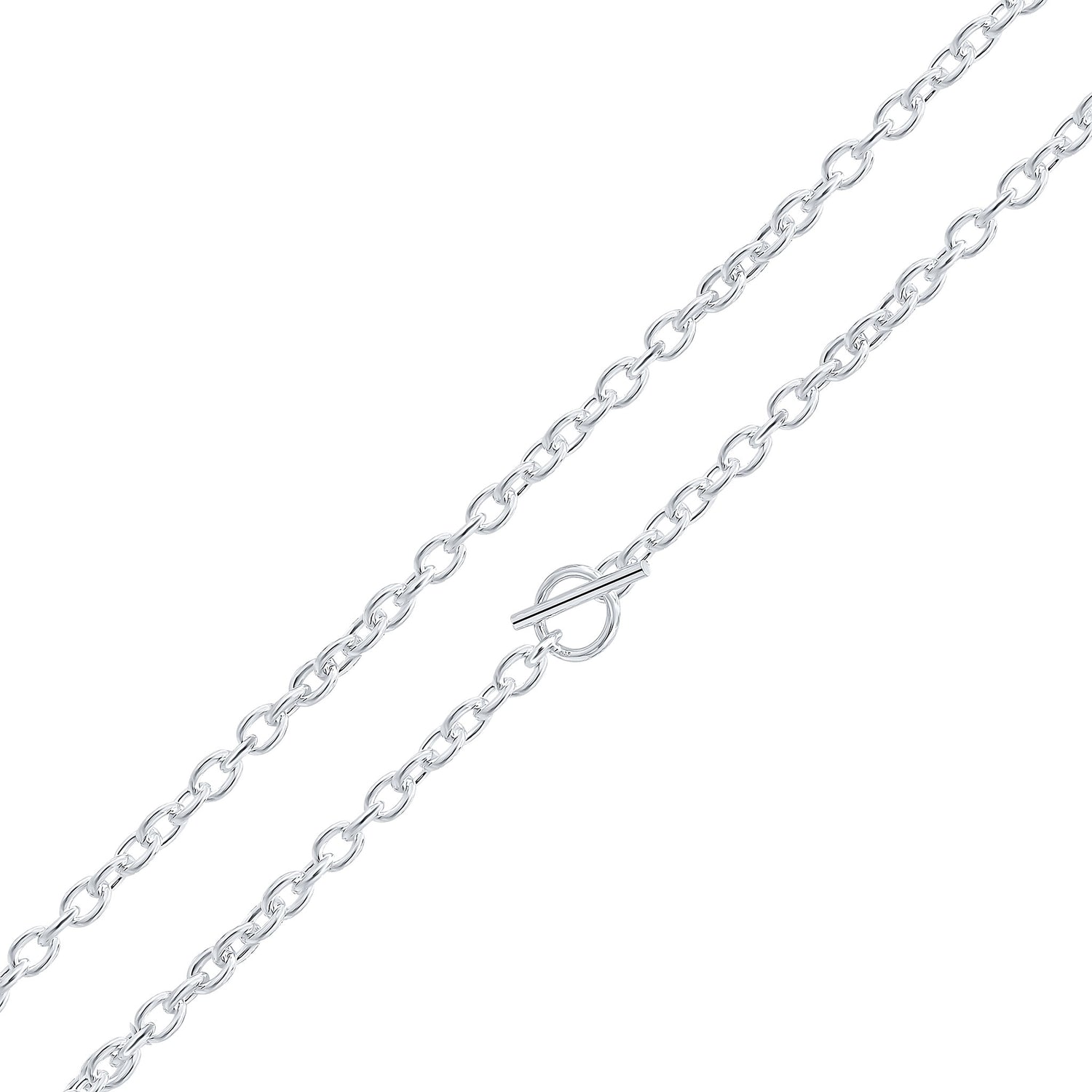 Sterling Silver 6mm Cable Chain T-Bar Necklace