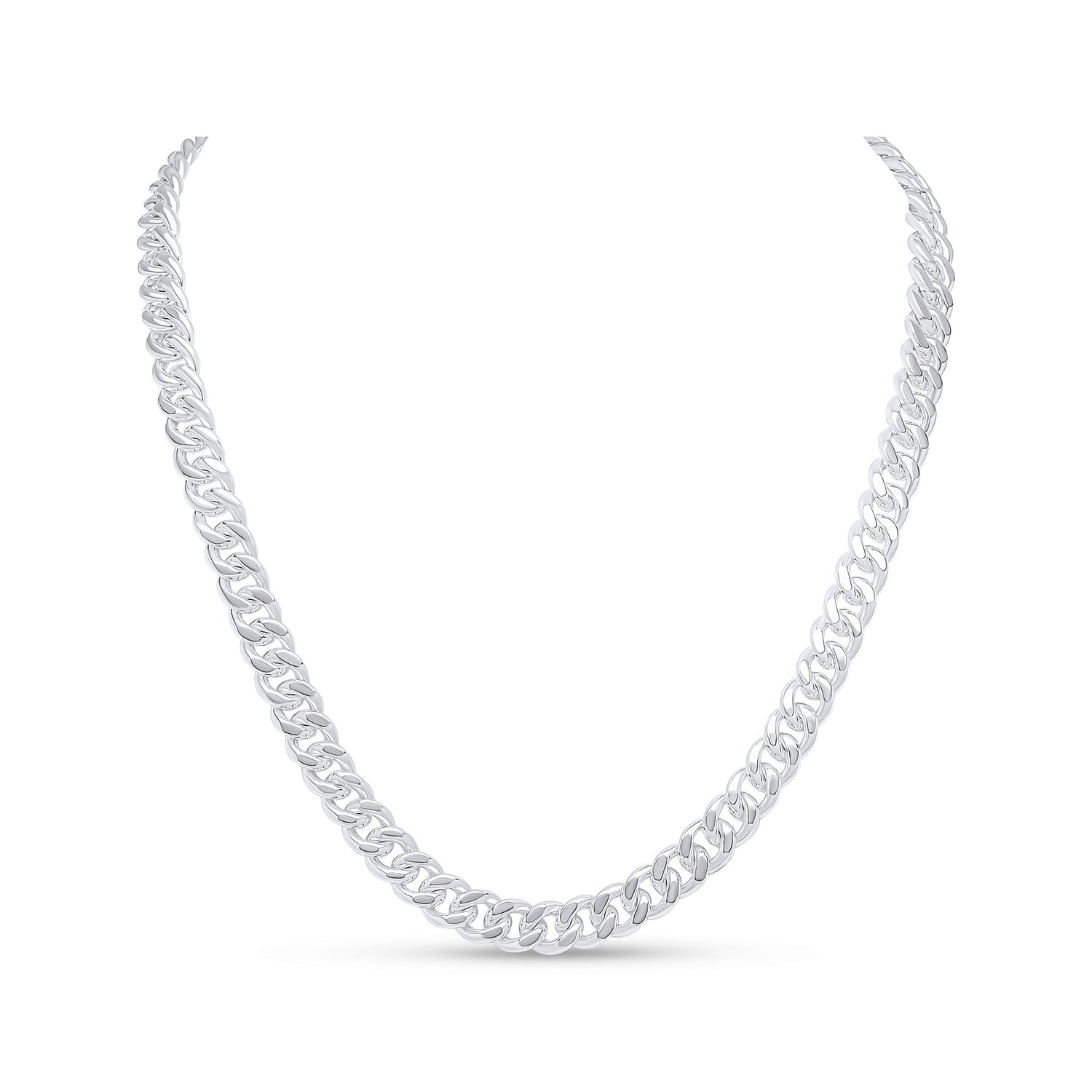 Sterling Silver Handmade Solid 9mm Curb Necklace with Bolt Ring Clasp
