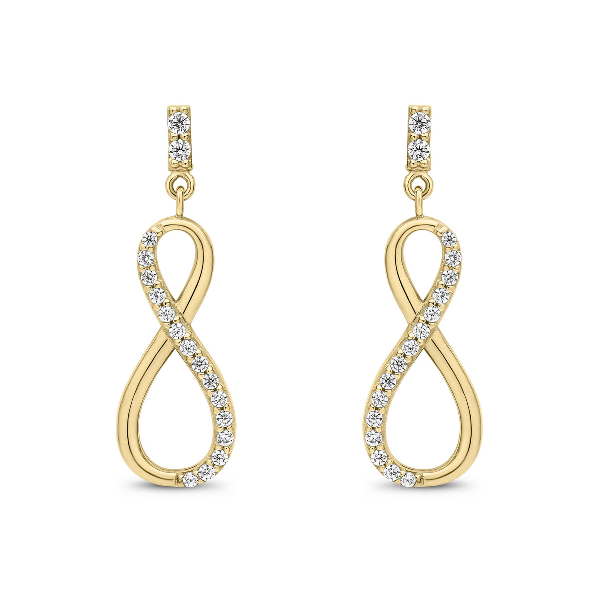 9ct Gold Cubic Zirconia CZ Infinity Drop Earrings