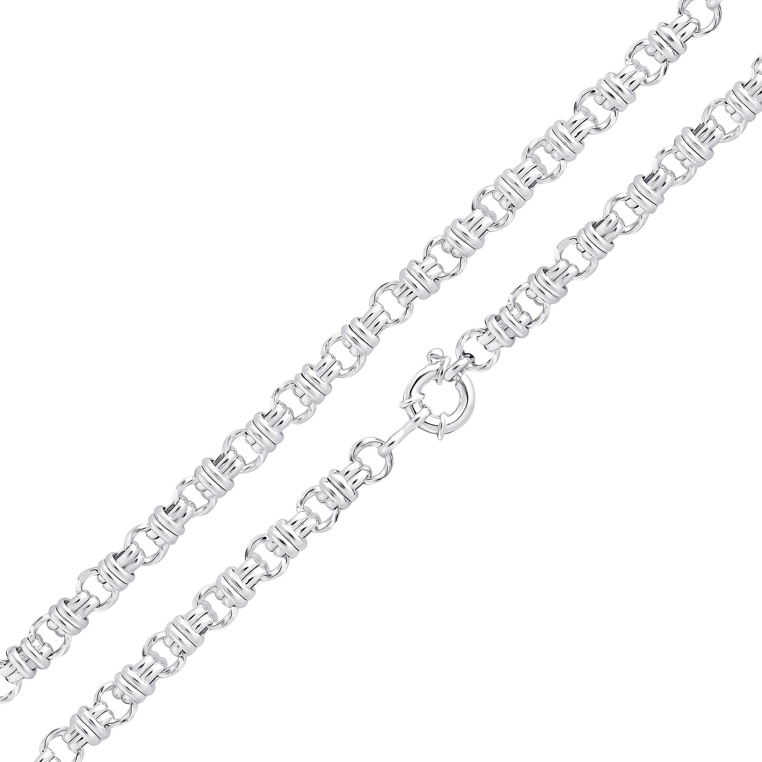 Sterling Silver 8mm Circle Belt Link Bracelet with Bolt Ring Clasp