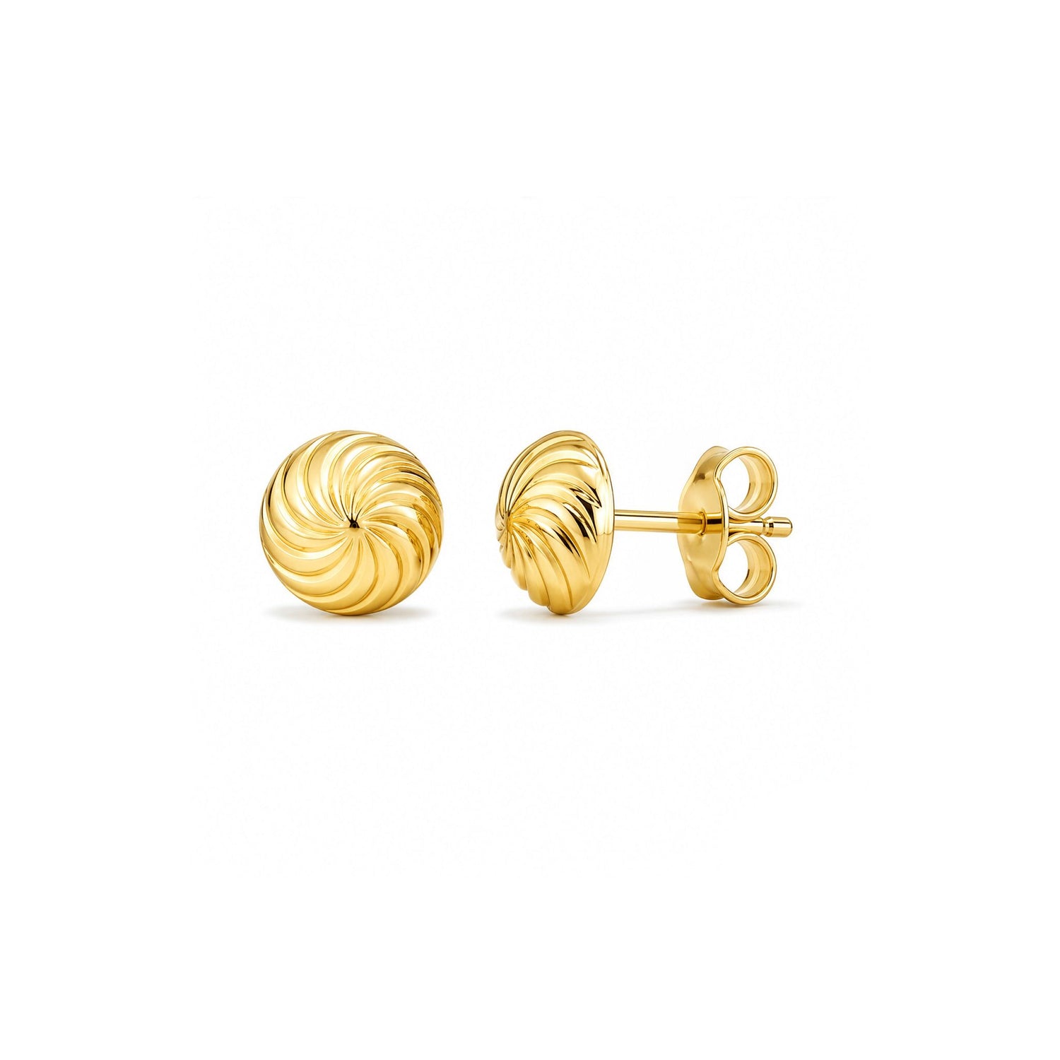 9ct Yellow Gold Polished Twisted Fluted Swirl Stud Earrings — 6mm