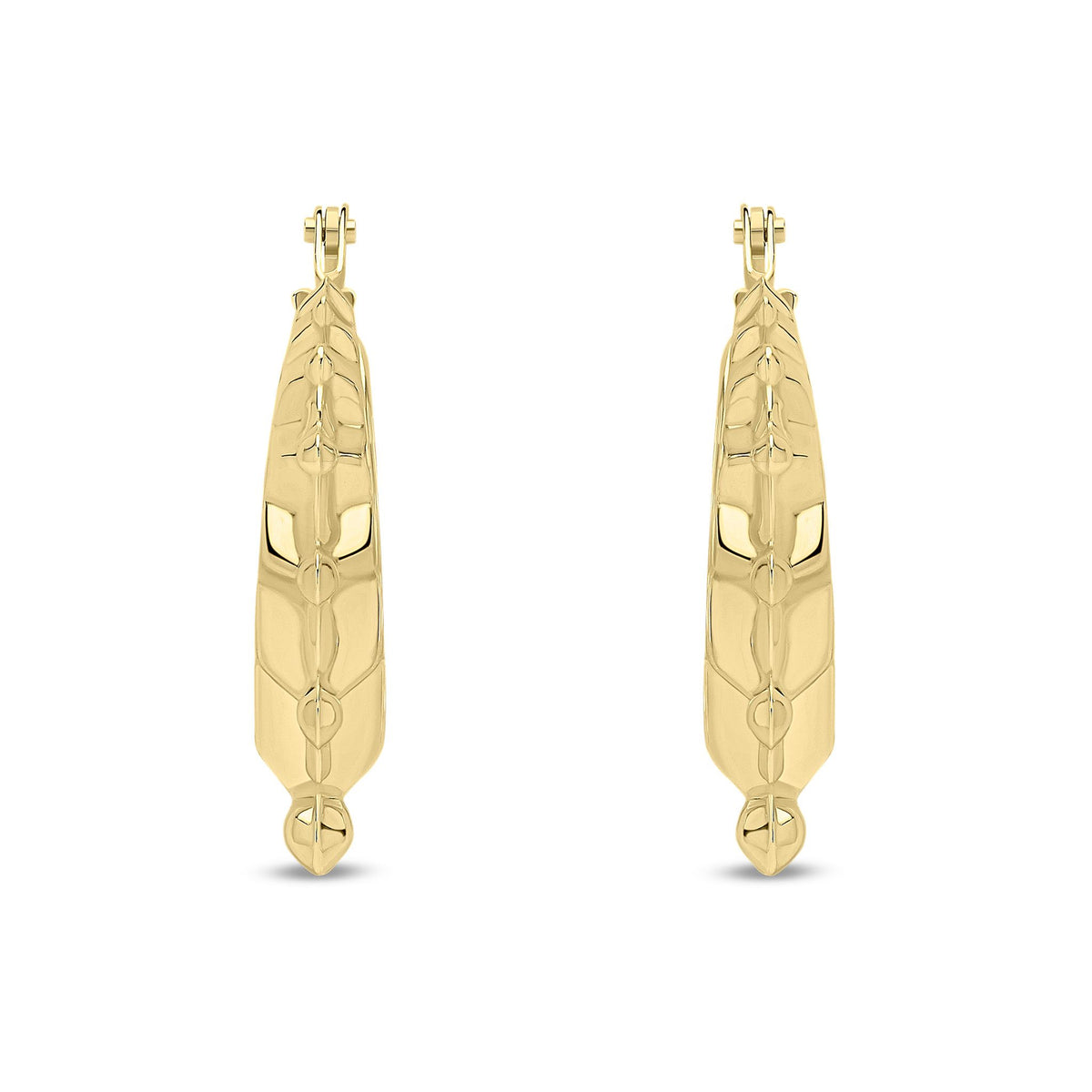 9ct Yellow Gold Ornate Drop Edge Creole Hoop Earrings