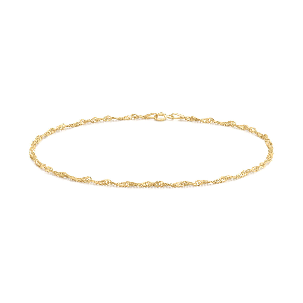 9ct Yellow Gold Singapore Chain Anklet — 2.2mm