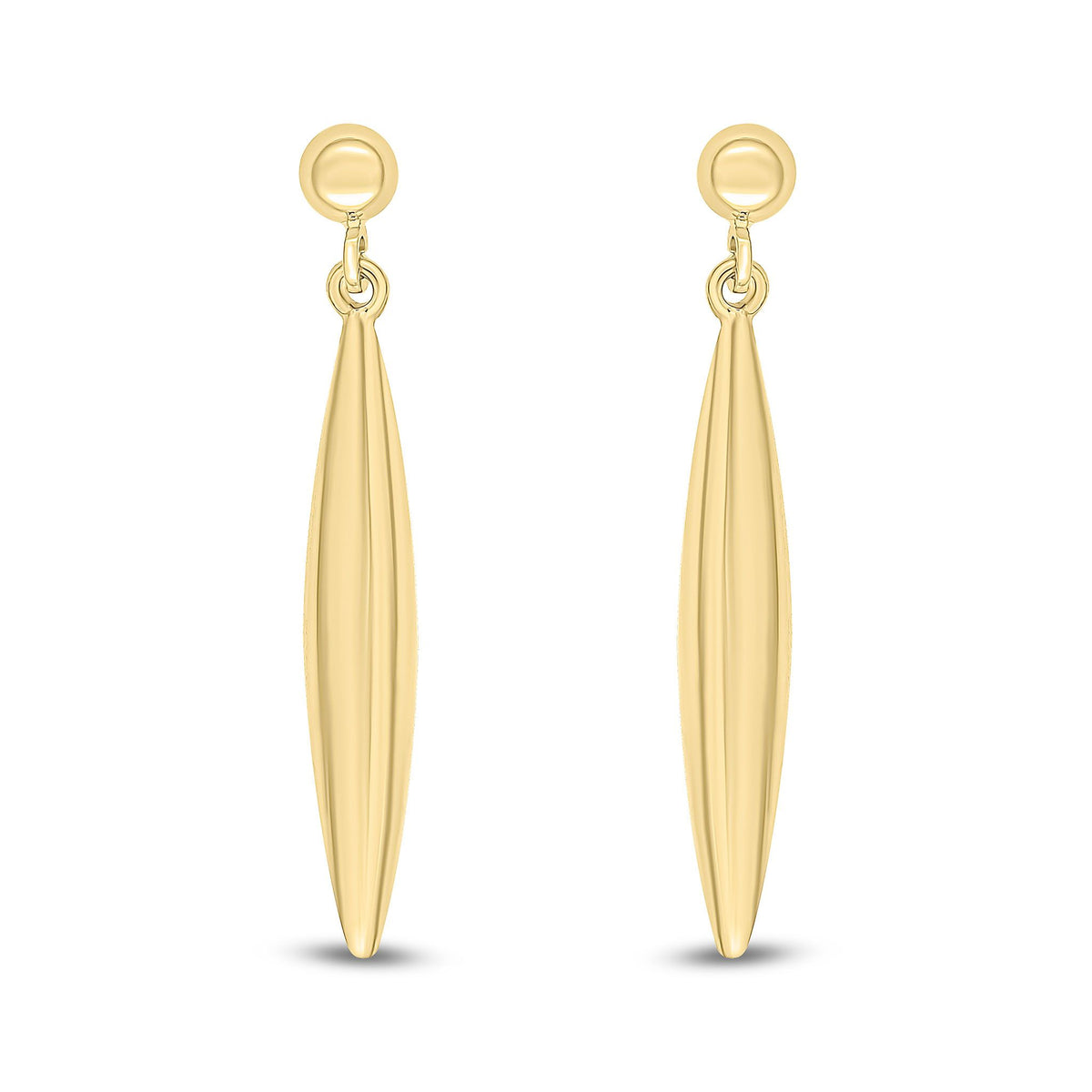 9ct Gold 3D Marquise Drop Earrings