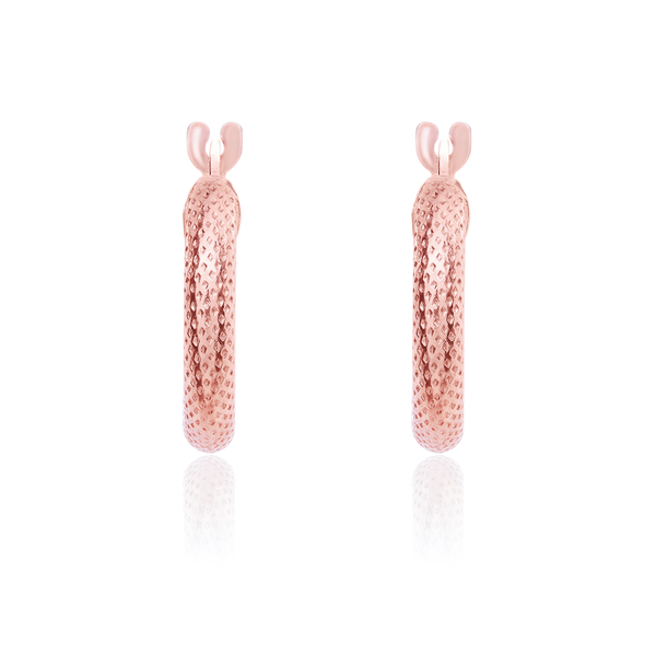 9ct Rose Gold Textured Round Hoop Earrings